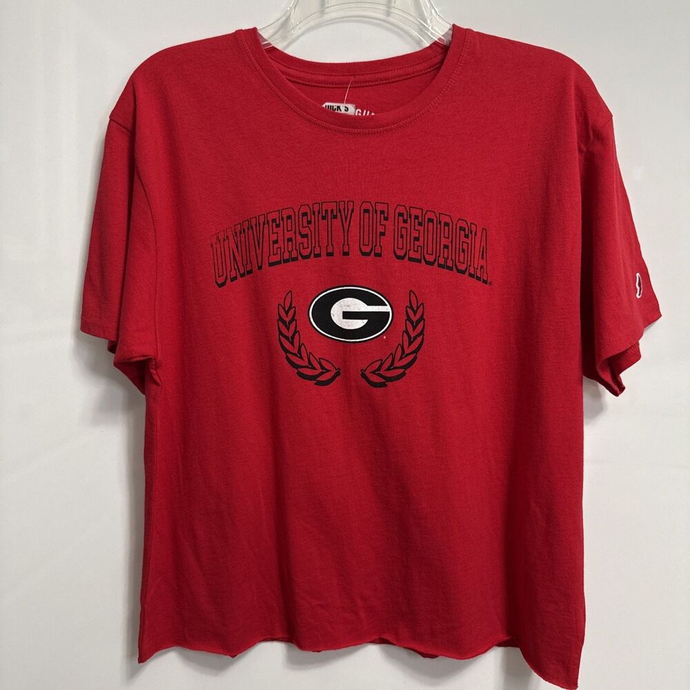 University of Georgia Large Cropped Red T-Shirt Raw Edge League 91 Women’s L NWT
